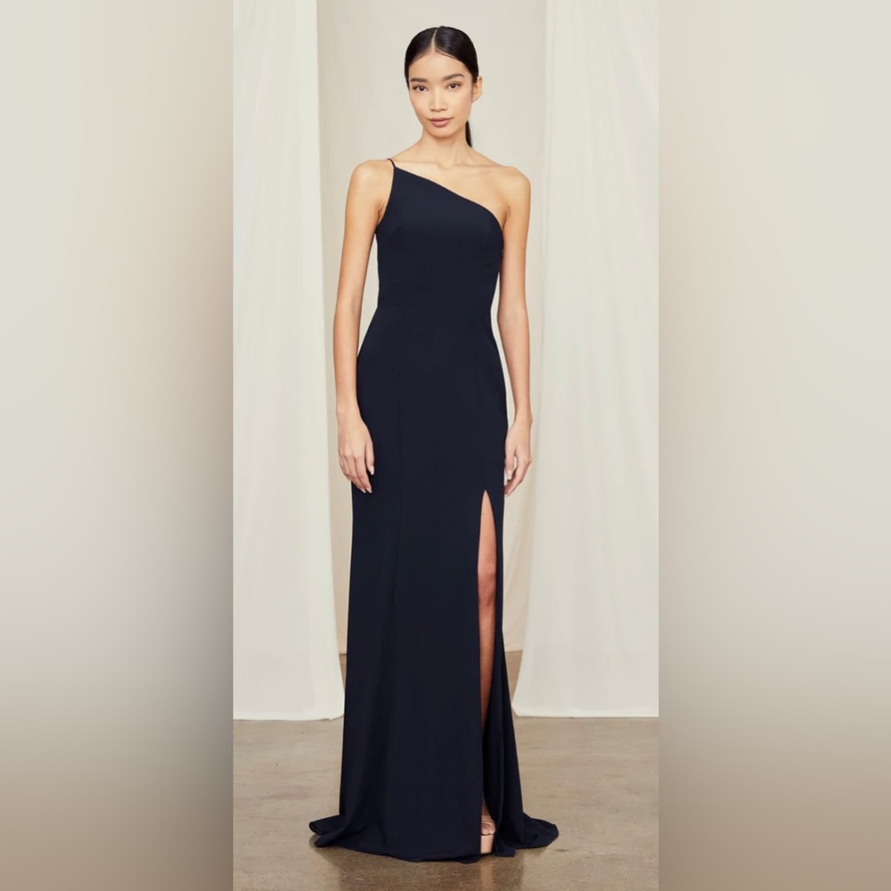 Amsale Sloan Navy Bridesmaid Dress One Shoulder